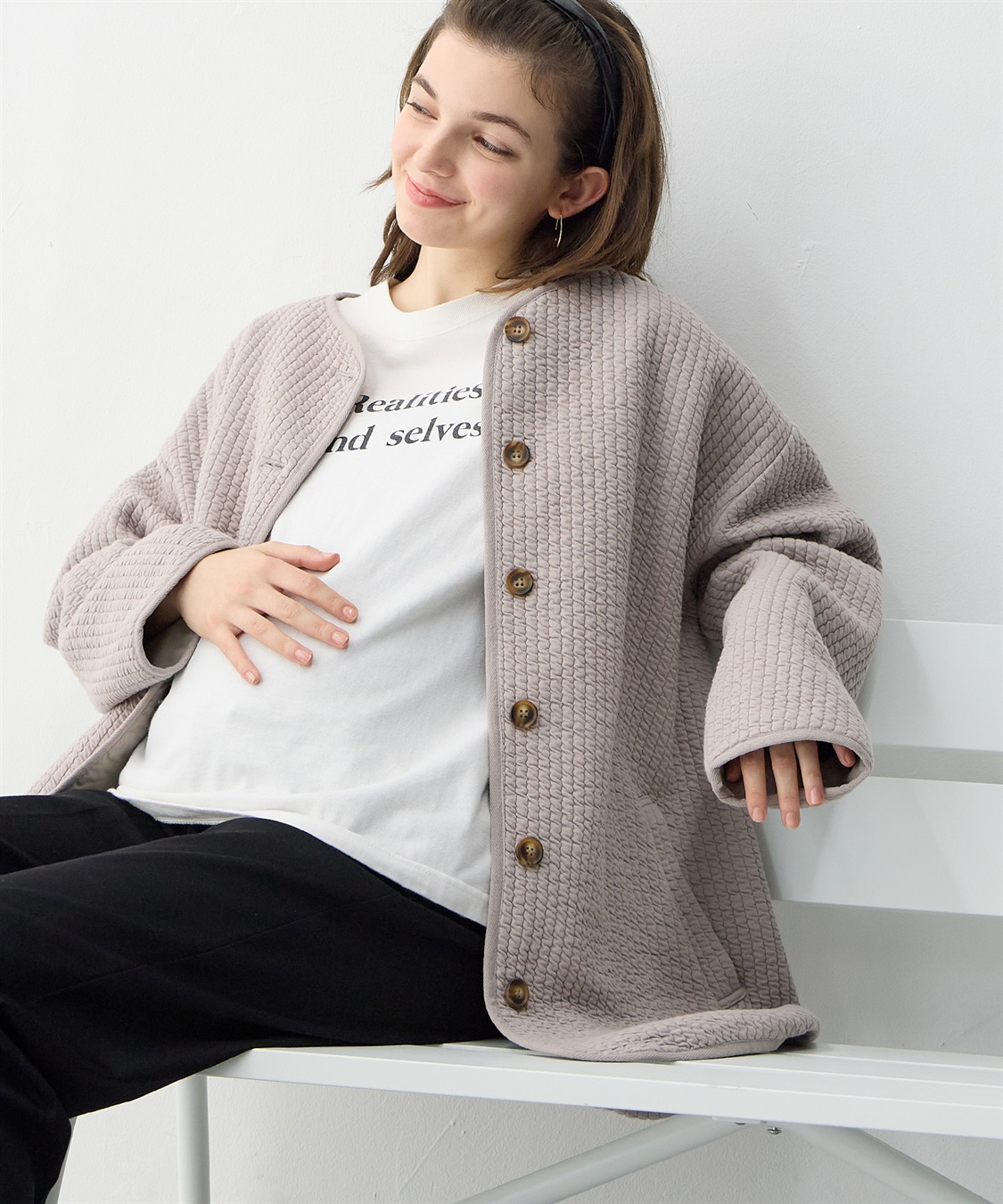 Rosemadame キルトママコート(マタニティ&amp;授乳服）授乳口付き 授乳楽々 妊婦服 産前・産後対応_main