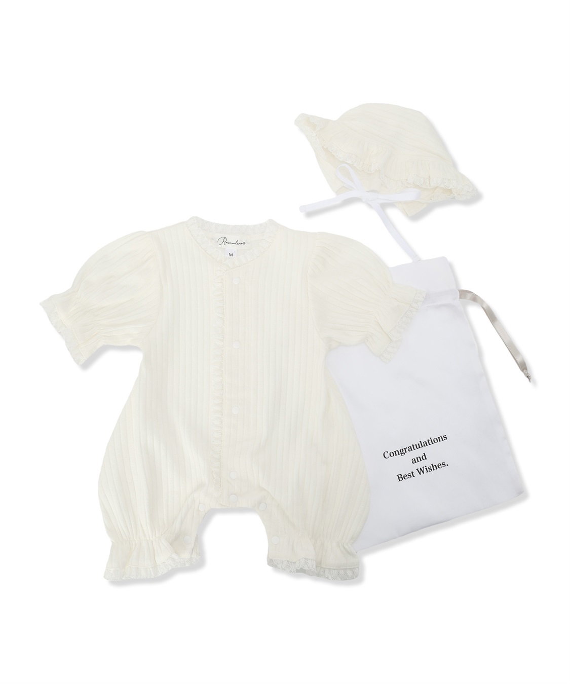 Rosemadame リブ&#215; レース ベビー退院着セット_variation_1