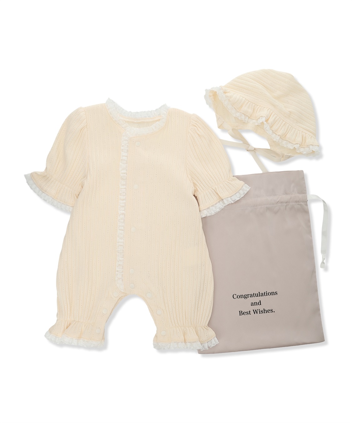 Rosemadame リブ&#215; レース ベビー退院着セット_variation_2