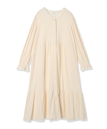 リブ×レース　おそろママパジャマ（長袖）(アイボリー-Ｍ)