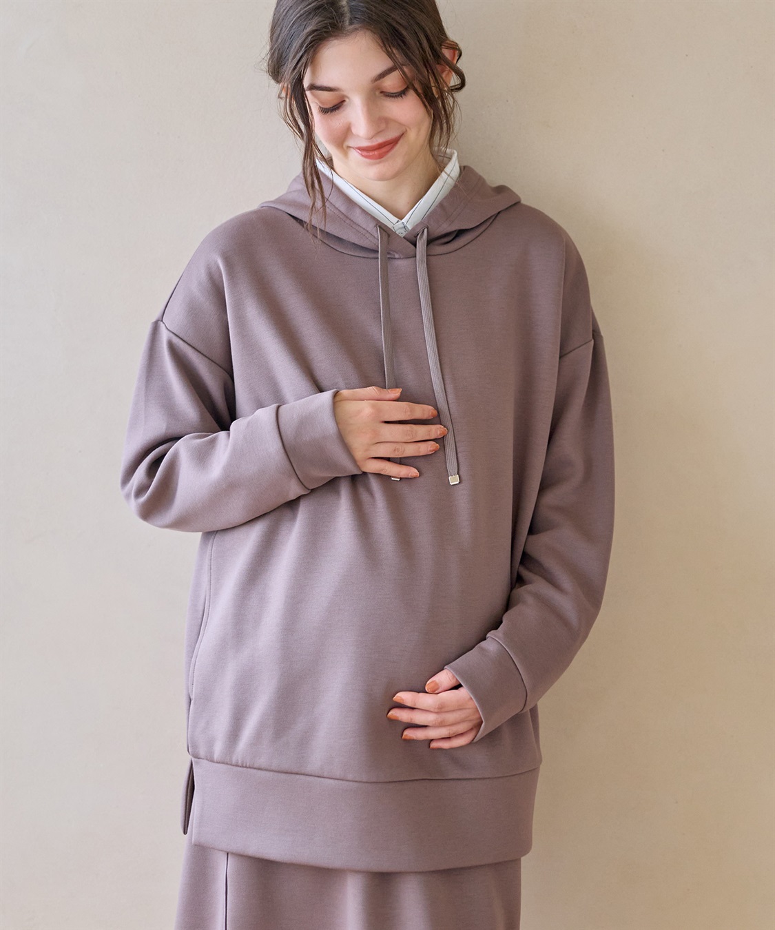Rosemadame 【セットアップ可】ダンボールパーカートップス(マタニティ&amp;授乳服）授乳口付き 授乳楽々 妊婦服 産前・産後対応_variation_4