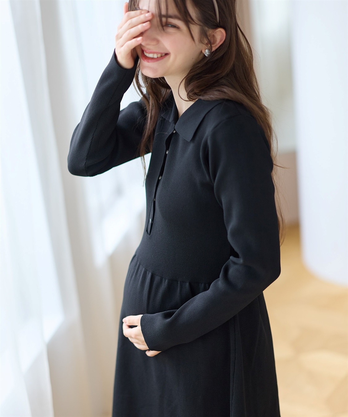 Rosemadame ポロニットワンピース(マタニティ&amp;授乳服）授乳口付き 授乳楽々 妊婦服 産前・産後対応_variation_1