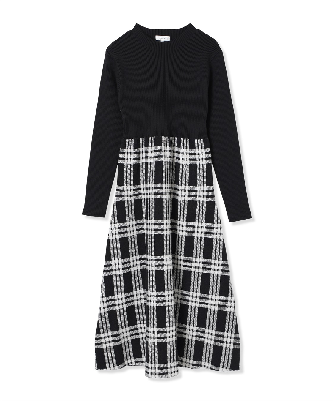 Rosemadame チェック柄切替ニットワンピース(マタニティ&amp;授乳服）授乳口付き 授乳楽々 妊婦服 産前・産後対応_variation_1