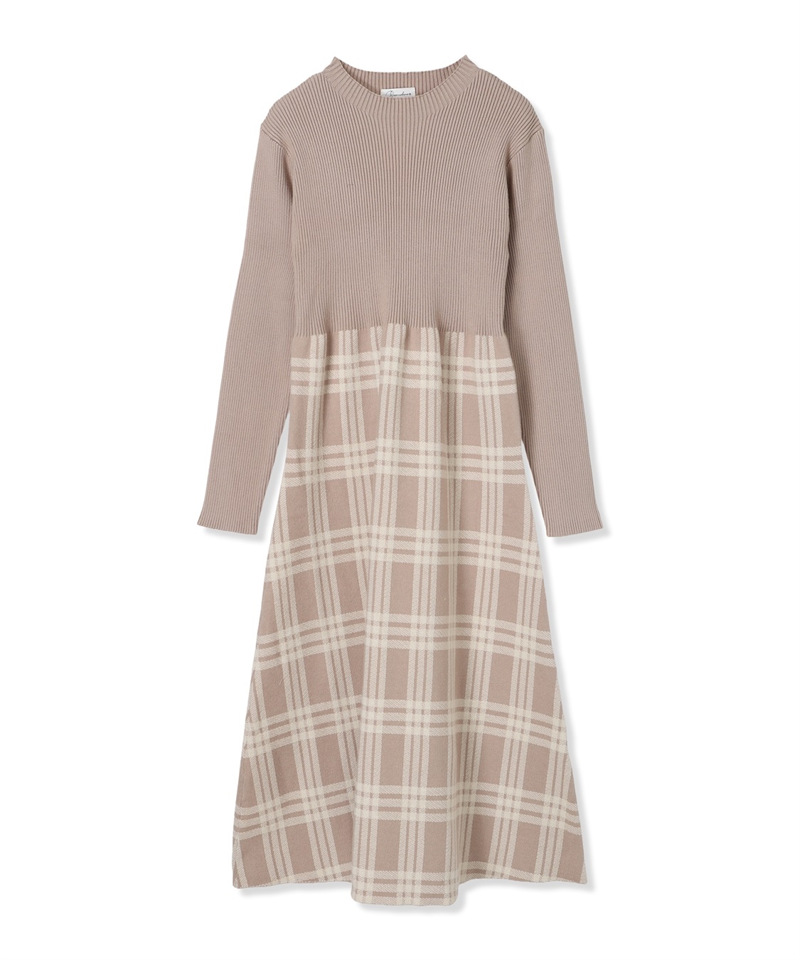 Rosemadame チェック柄切替ニットワンピース(マタニティ&amp;授乳服）授乳口付き 授乳楽々 妊婦服 産前・産後対応_variation_2