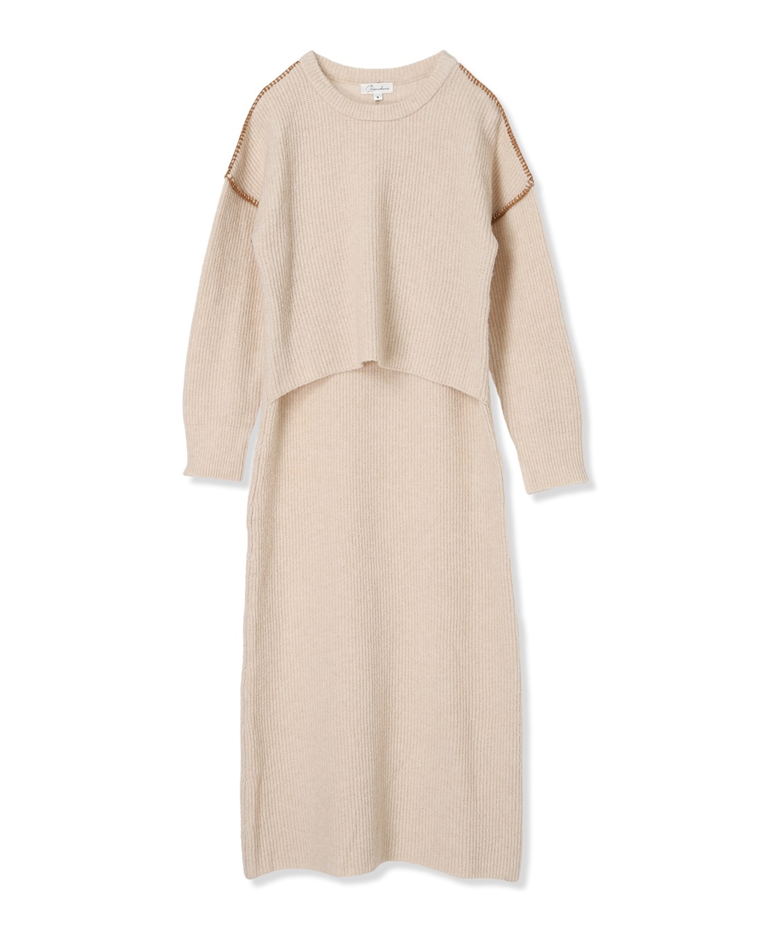 Rosemadame 配色ステッチニットワンピース(マタニティ&amp;授乳服）授乳口付き 授乳楽々 妊婦服 産前・産後対応_variation_1