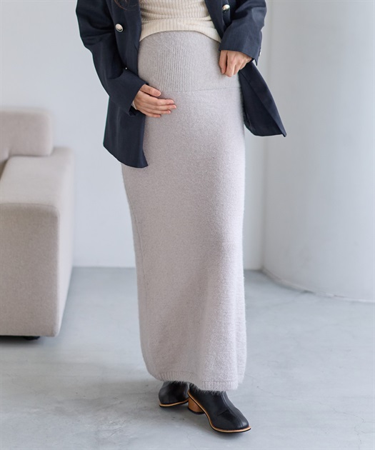 微シャギーニットスカート（マタニティ～産後）妊婦服 産前・産後対応