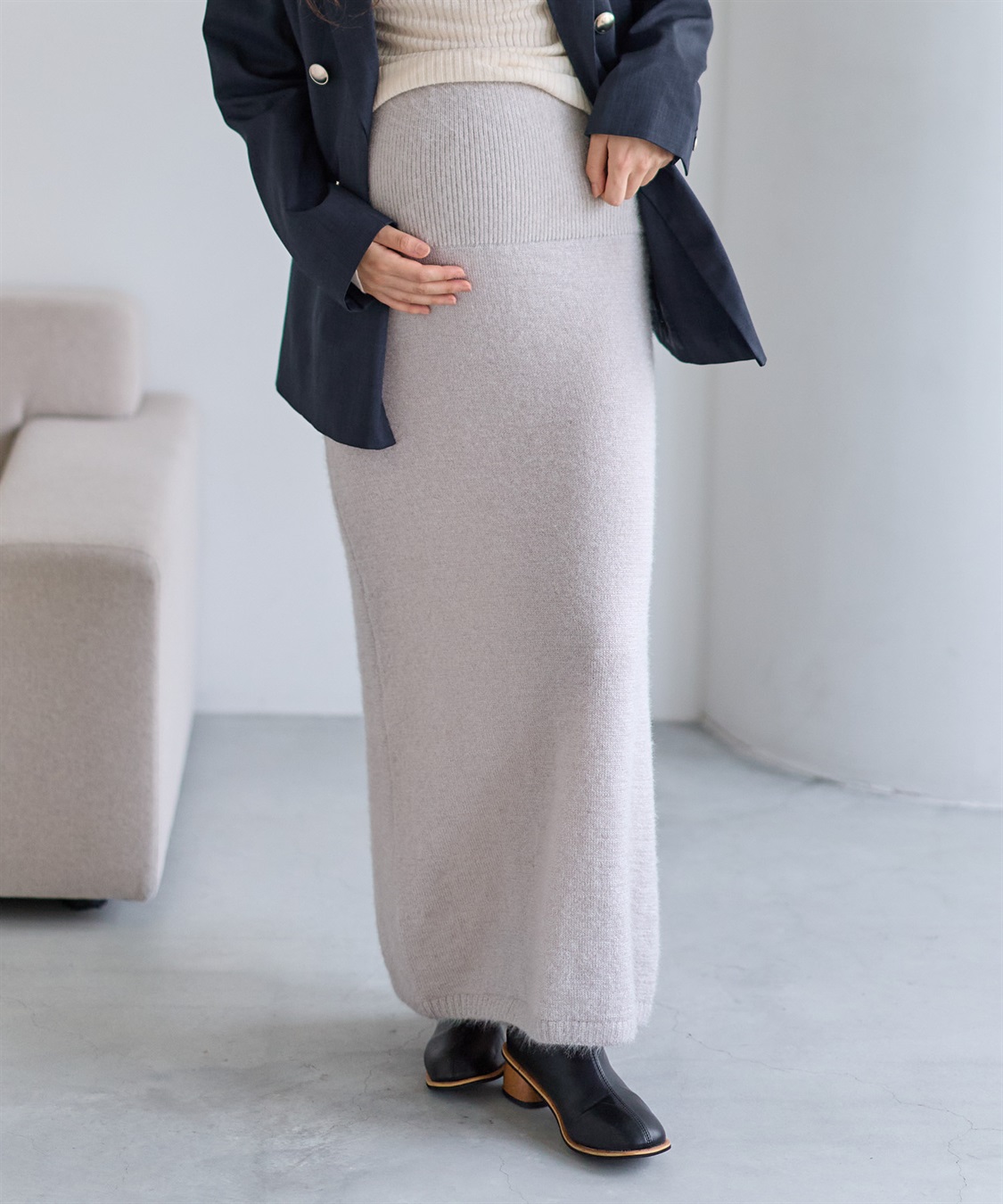 Rosemadame 微シャギーニットスカート（マタニティ～産後）妊婦服 産前・産後対応_variation_2