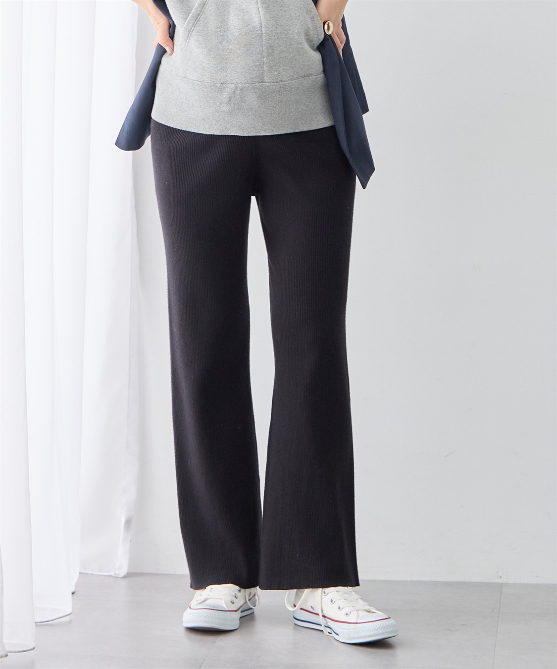 Rosemadame すっきりシルエットニットパンツ（マタニティ～産後）妊婦服 産前・産後対応・ウエスト調節紐付き_main