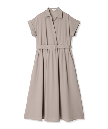 フレンチスリーブ スキッパ―シャツ マタニティワンピース(マタニティ&授乳服）授乳口付き 授乳楽々 妊婦服 産前・産後対応(ベージュ-Ｍ)