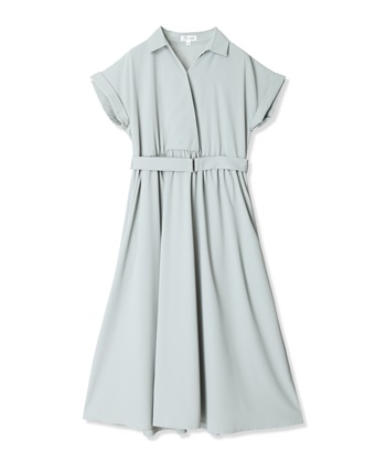 フレンチスリーブ スキッパ―シャツ マタニティワンピース(マタニティ&授乳服）授乳口付き 授乳楽々 妊婦服 産前・産後対応(ライトグリーン-Ｍ)