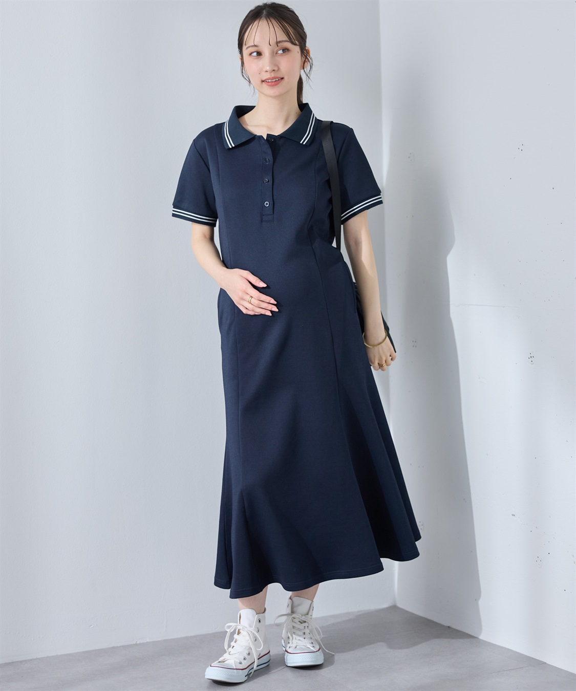 Rosemadame 【UVカット】マーメイド ポロワンピース/マタニティワンピース（マタニティ/授乳服）授乳口付き 授乳楽々 妊婦服 産前・産後対応_main