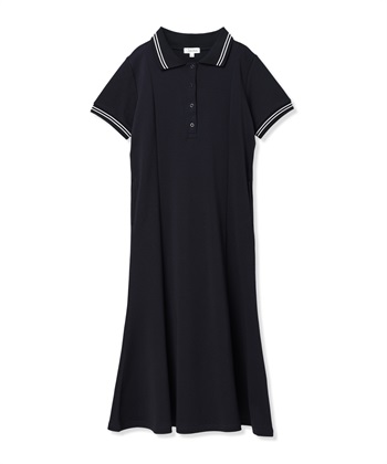 【UVカット】マーメイド ポロワンピース/マタニティワンピース（マタニティ/授乳服）授乳口付き 授乳楽々 妊婦服 産前・産後対応(ネイビー-Ｍ)