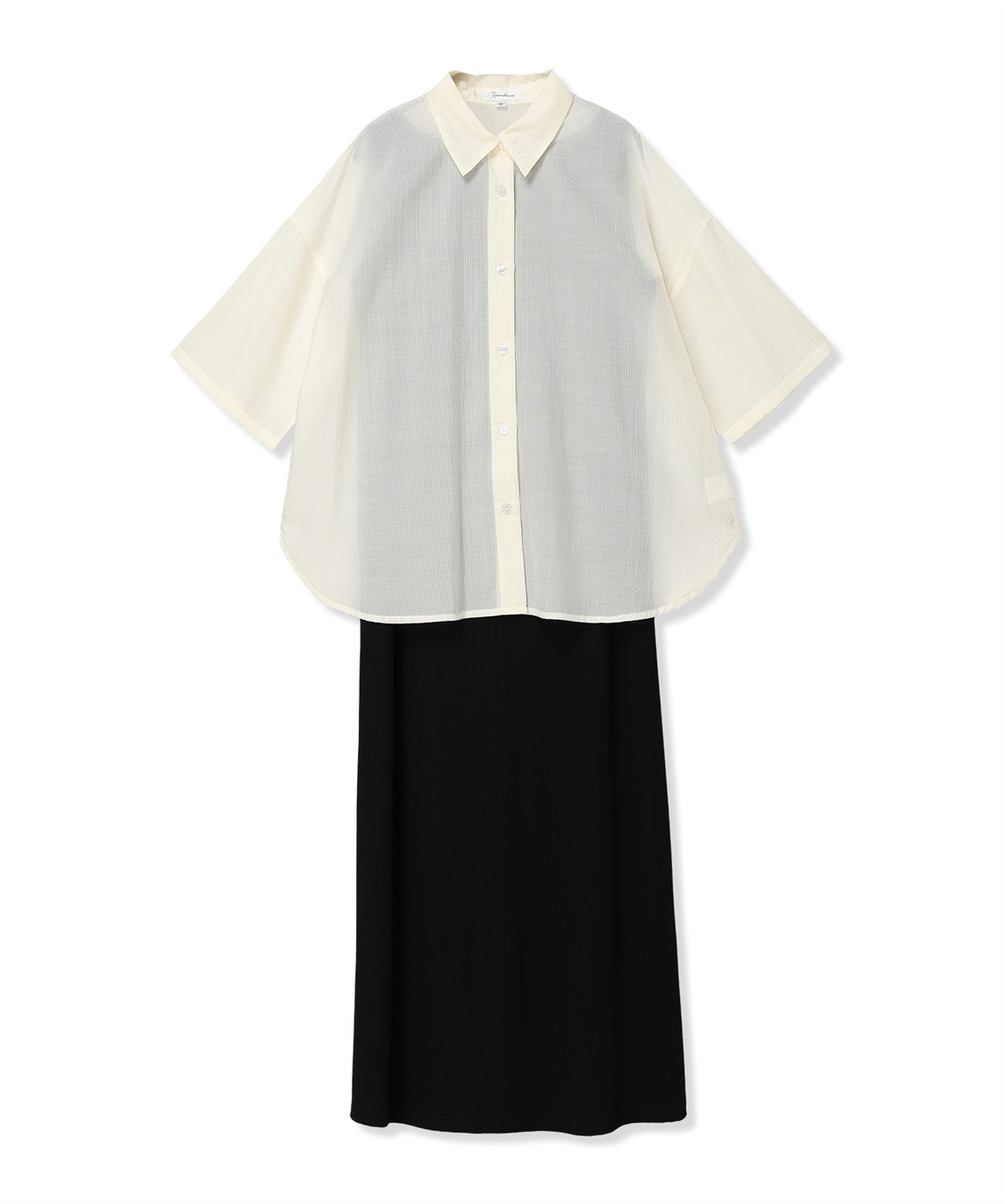 Rosemadame シアーストライプシャツ×ラメリブ ノースリ ワンピース/マタニティワンピース（マタニティ/授乳服）セット 授乳口付き 授乳楽々 妊婦服 産前・産後対応_variation_1