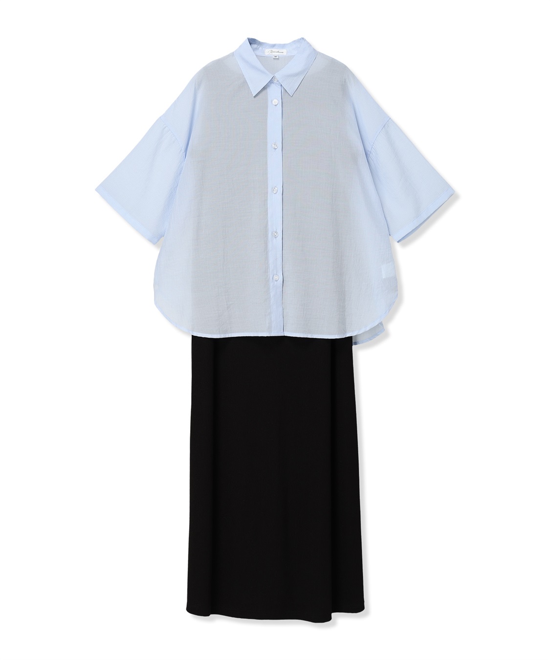 Rosemadame シアーストライプシャツ×ラメリブ ノースリ ワンピース/マタニティワンピース（マタニティ/授乳服）セット 授乳口付き 授乳楽々 妊婦服 産前・産後対応_variation_2