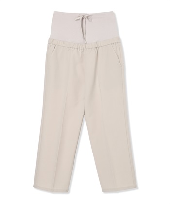 麻調タックワイドパンツ（マタニティ/ 妊婦服）産前・産後対応(オフベージュ-Ｍ)