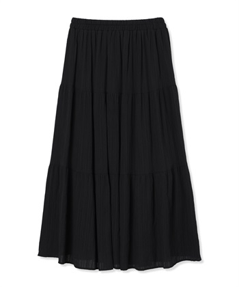 ドビー楊柳ティアードスカート（マタニティ/ 妊婦服）産前・産後対応(ブラック-Ｍ)