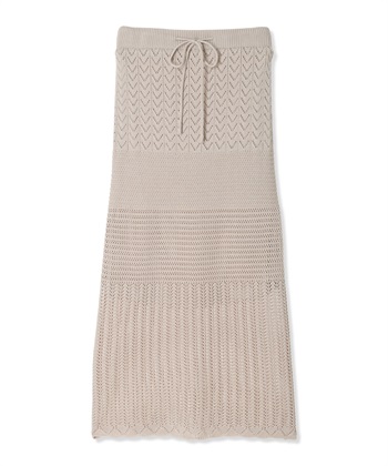 透かし編みニットスカート（マタニティ～産後）妊婦服 産前・産後対応(オフベージュ-Ｍ)