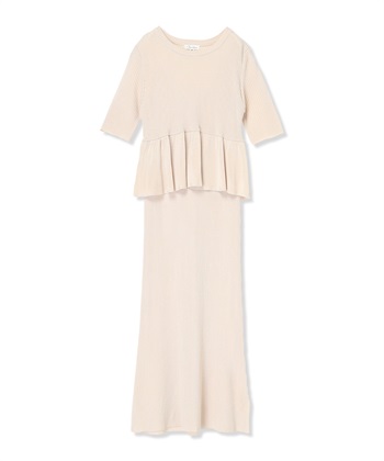 Rosemadame 麻ライク ニットワンピース｜ペプラムシルエット 体型カバー マタニティワンピース 産前産後対応_variationthumb_2