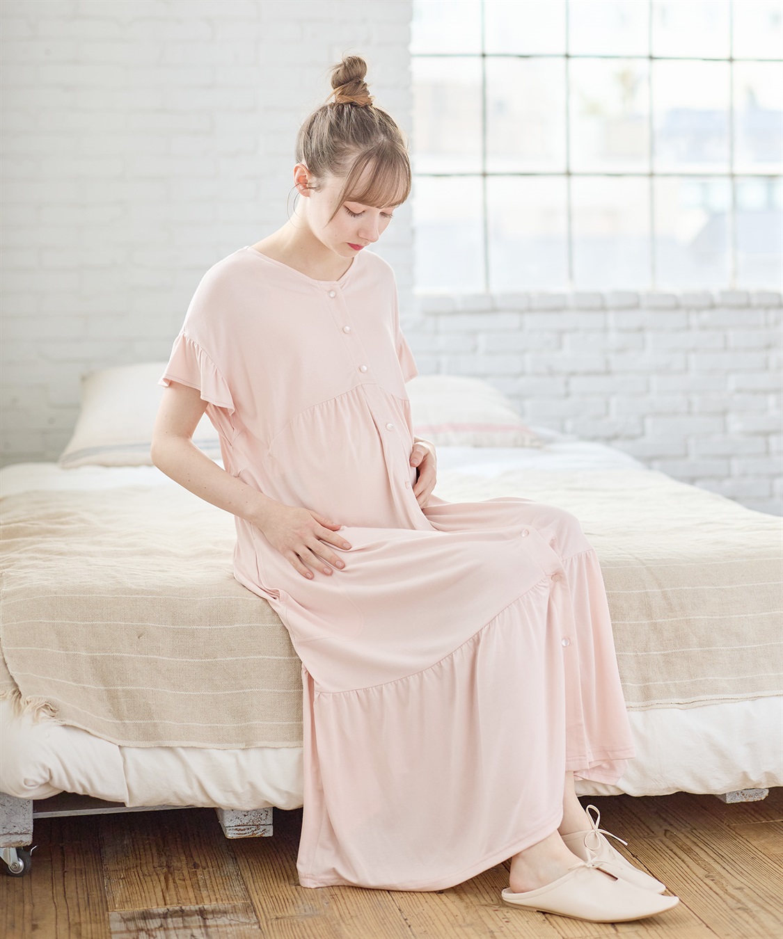 Rosemadame 【接触冷感】やわらかレーヨン フリル袖ネグリジェ/ パジャマ_variation_1