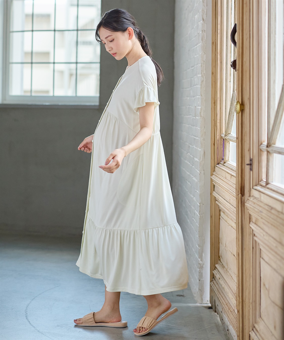 Rosemadame 【接触冷感】やわらかレーヨン フリル袖ネグリジェ/ パジャマ_variation_2