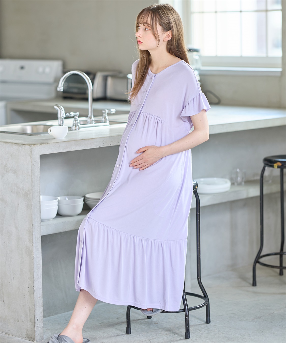 Rosemadame 【接触冷感】やわらかレーヨン フリル袖ネグリジェ/ パジャマ_variation_3