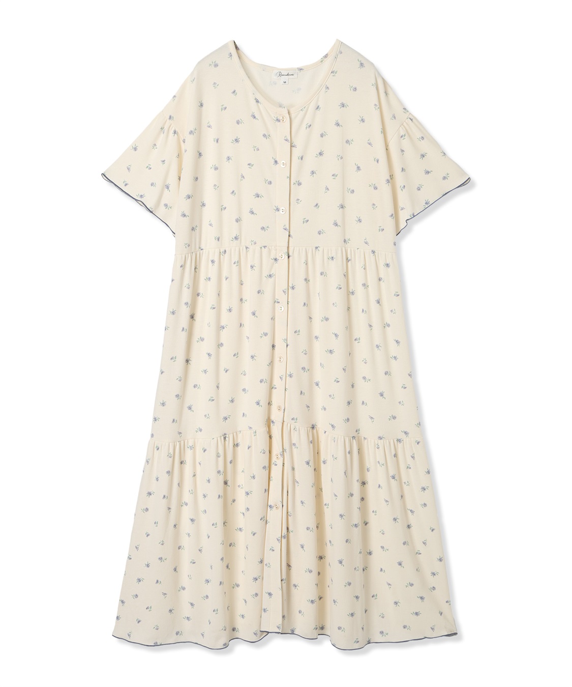 Rosemadame テレコ小花柄ティアードネグリジェ/ ワンピースパジャマ(産前・産後対応 マタニティ＆授乳服 ルームウェア)_variation_1