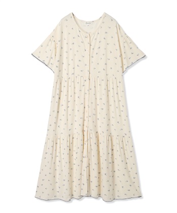 Rosemadame テレコ小花柄ティアードネグリジェ/ ワンピースパジャマ(産前・産後対応 マタニティ＆授乳服 ルームウェア)_variationthumb_1