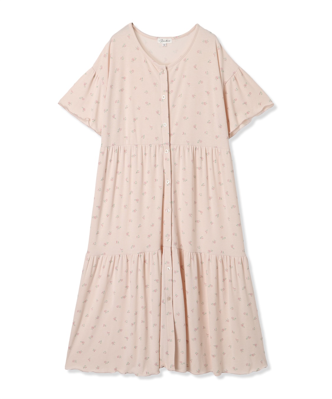 Rosemadame テレコ小花柄ティアードネグリジェ/ ワンピースパジャマ(産前・産後対応 マタニティ＆授乳服 ルームウェア)_variation_2