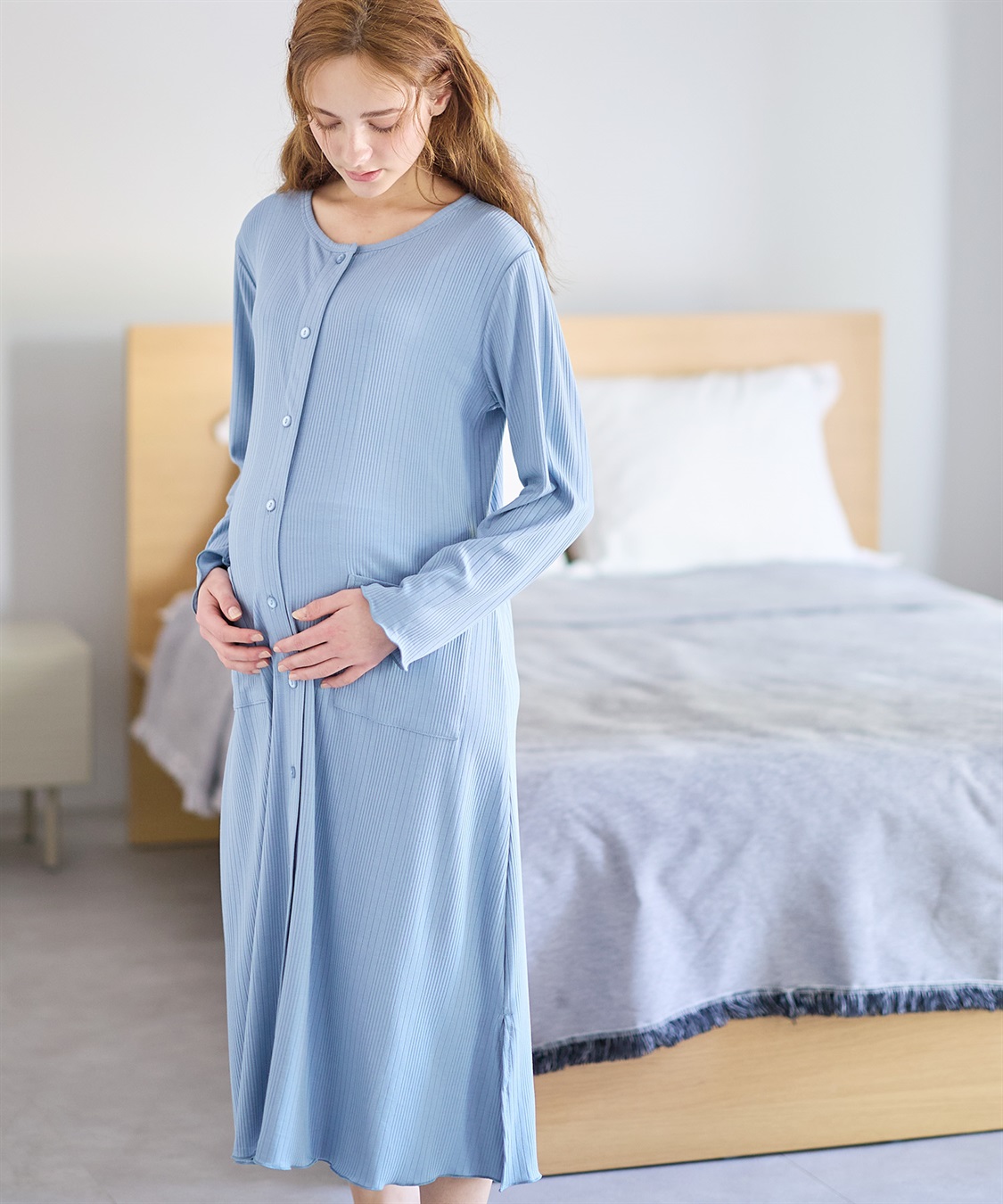 Rosemadame ランダムリブネグリジェ/長袖ワンピース(産前・産後対応 マタニティ＆授乳服 パジャマ/ルームウェア)_variation_3