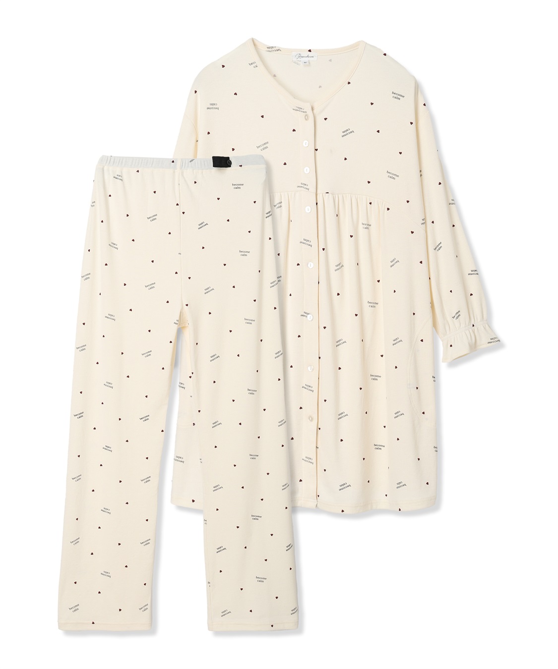 Rosemadame ストレッチリブ　ロゴハートパジャマ(産前・産後対応 マタニティ＆授乳服 ルームウェア 上下セット)_variation_1