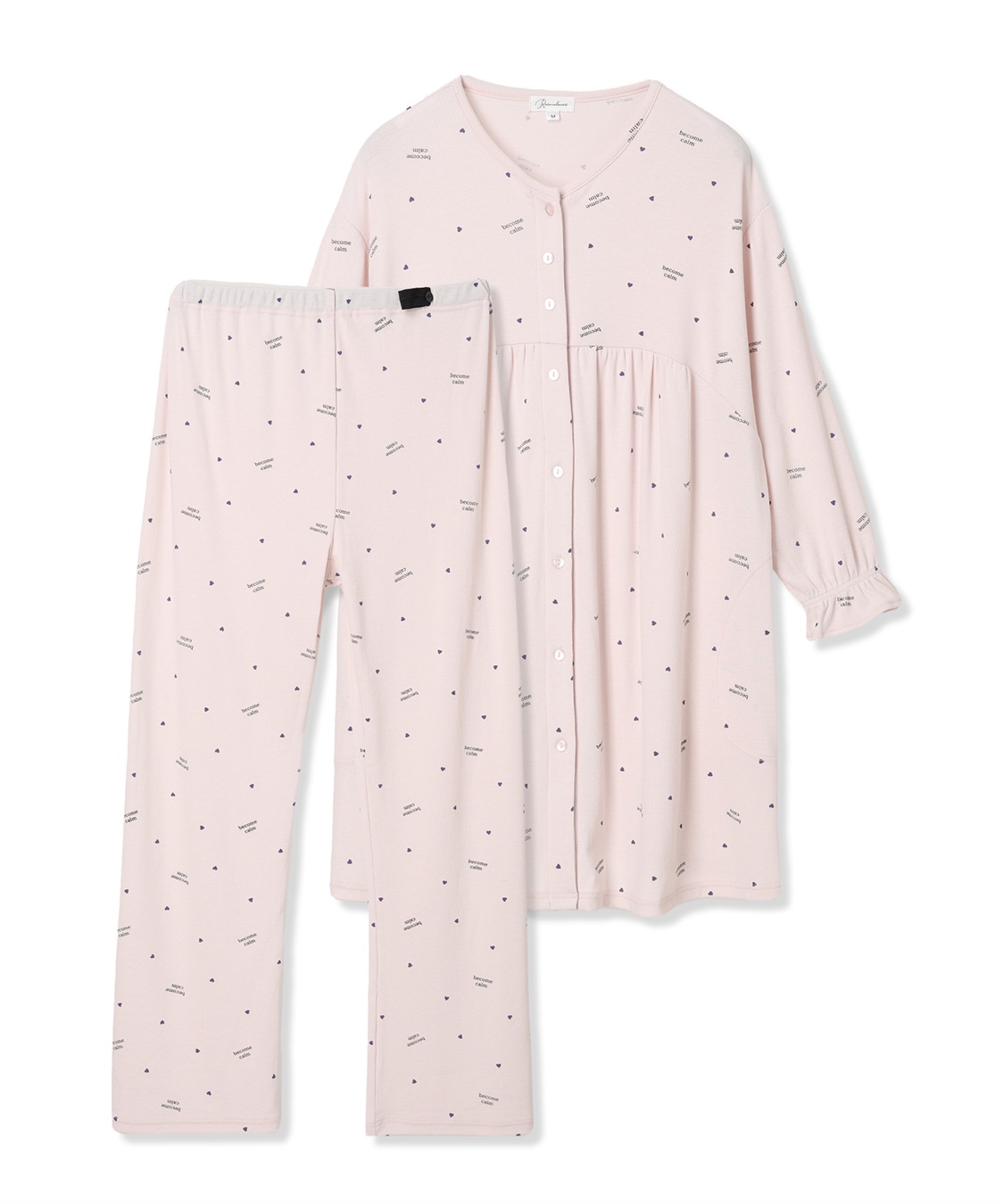 Rosemadame ストレッチリブ　ロゴハートパジャマ(産前・産後対応 マタニティ＆授乳服 ルームウェア 上下セット)_variation_2