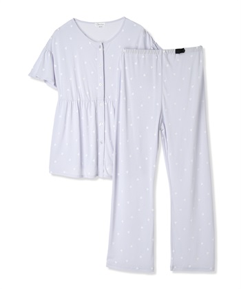 接触冷感ハート柄パジャマ(サックス-Ｍ)