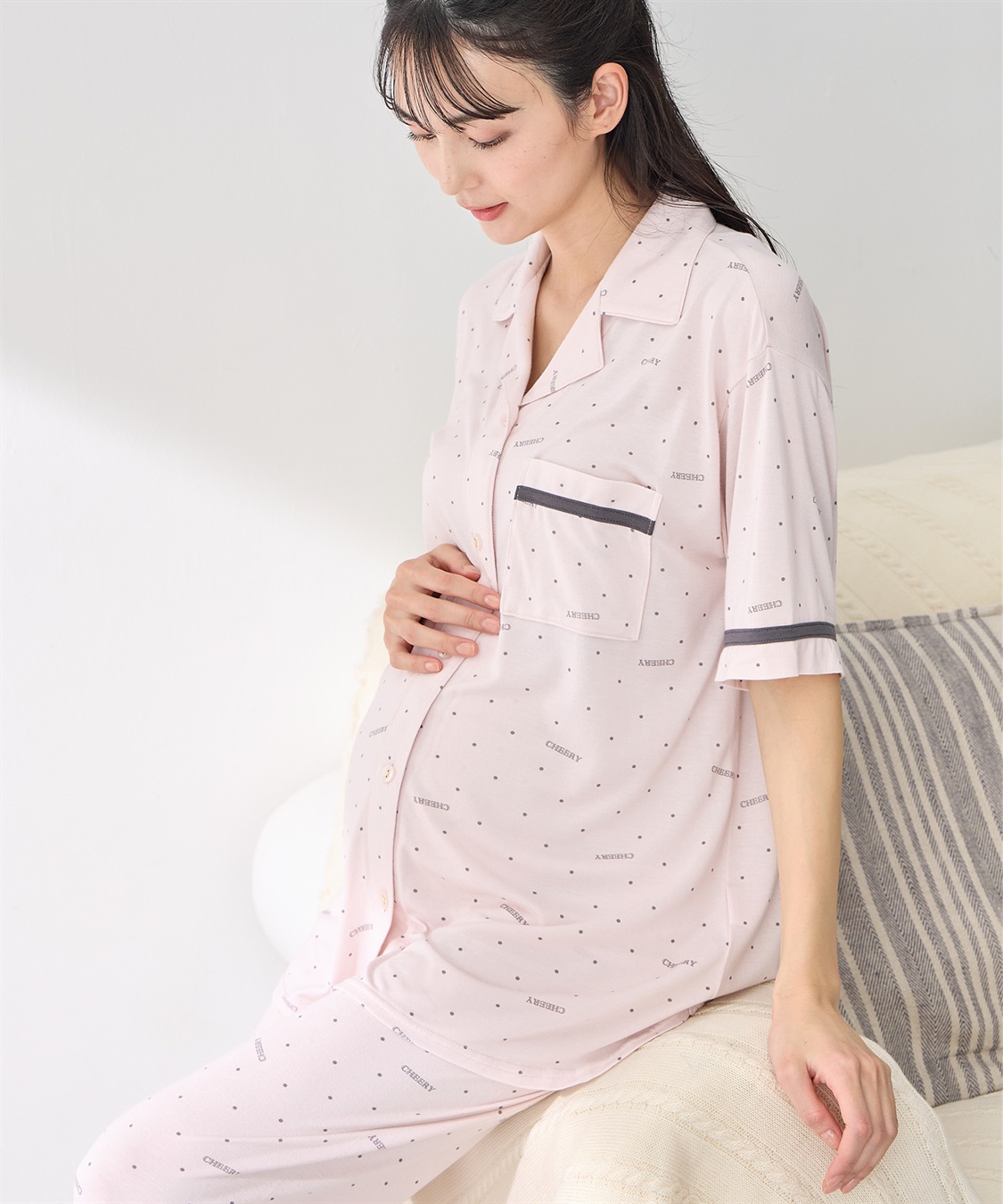 Rosemadame 【接触冷感】ドット柄パジャマ(産前・産後対応 マタニティ＆授乳服 ルームウェア 上下セット)_main