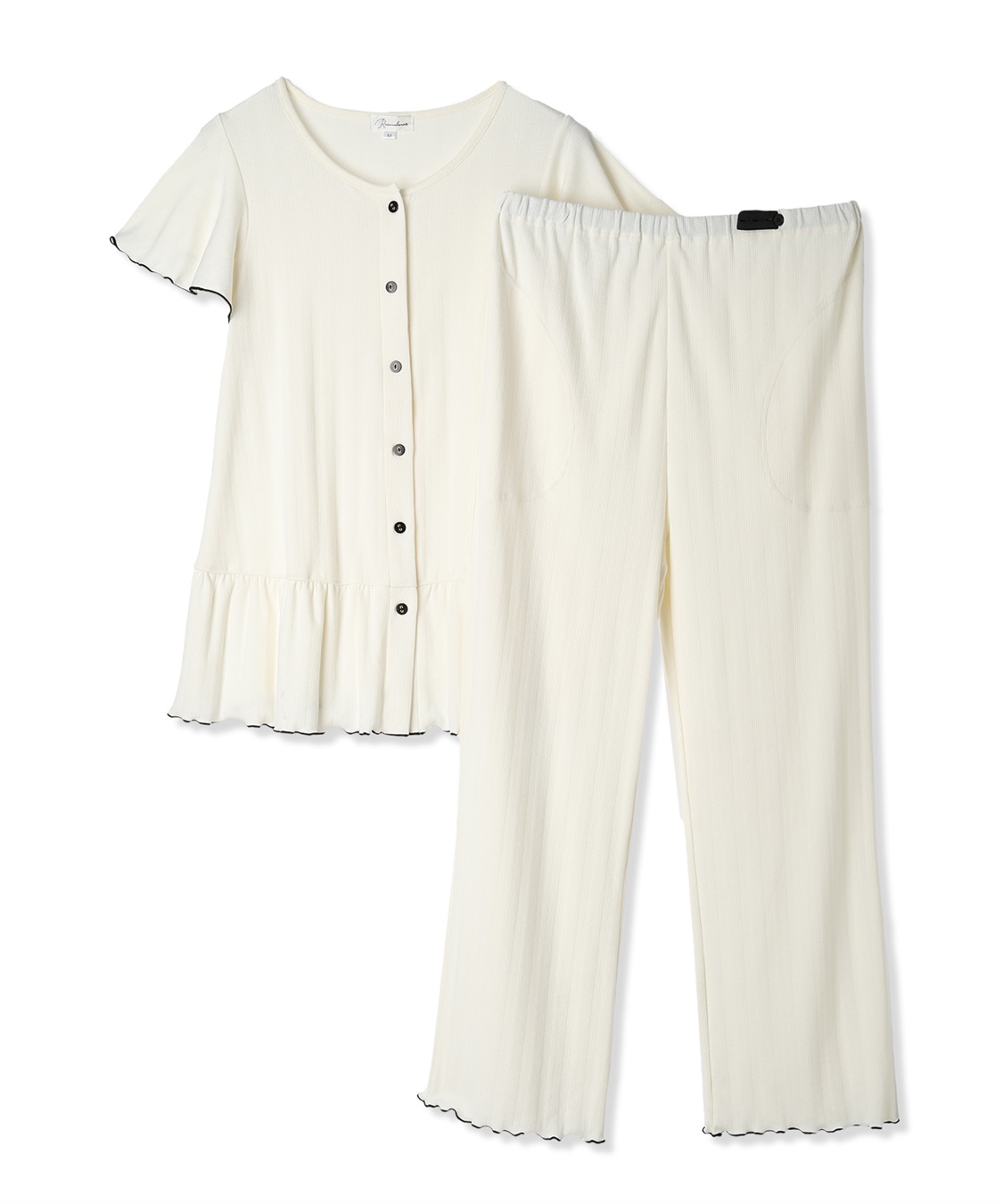 Rosemadame 配色メロウフリル パターンメッシュパジャマ(産前・産後対応 マタニティ＆授乳服 ルームウェア 上下セット)_variation_1