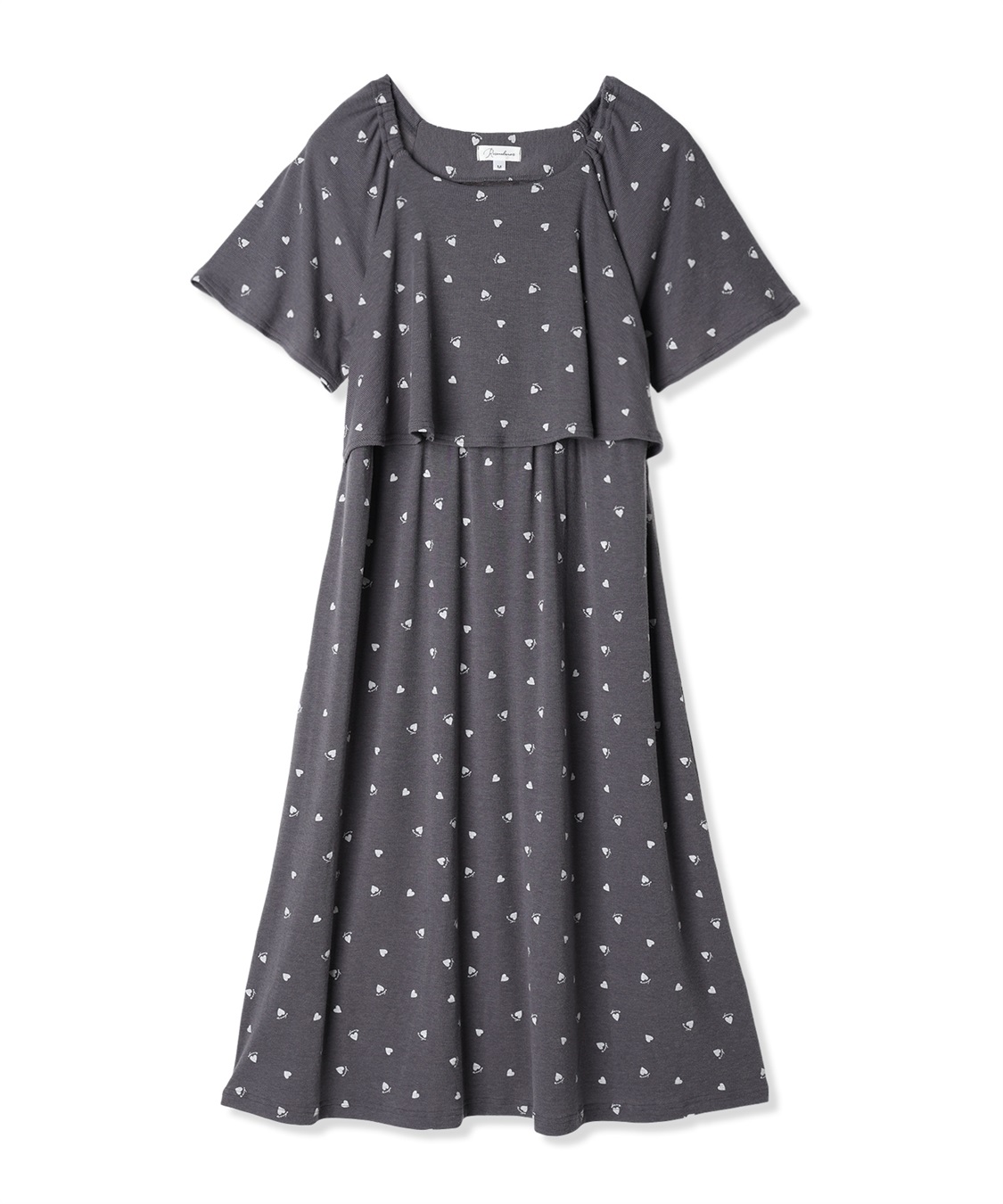 Rosemadame リブハート柄プリントワンピースパジャマ(産前・産後対応 マタニティ＆授乳服 ルームウェア)_variation_1