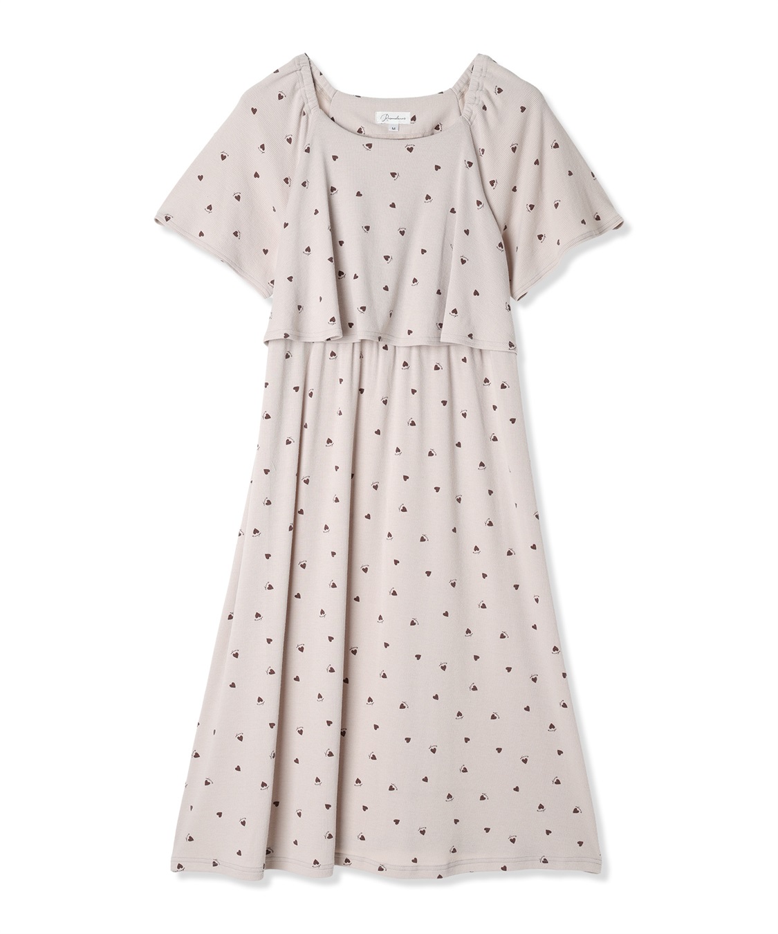 Rosemadame リブハート柄プリントワンピースパジャマ(産前・産後対応 マタニティ＆授乳服 ルームウェア)_variation_2