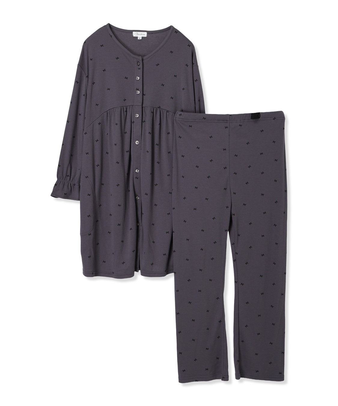 Rosemadame スムースリボンプリントパジャマ/ワンピースパジャマ/ルームウェア（マタニティ/授乳服）授乳楽々 妊婦服 産前・産後対応_variation_1