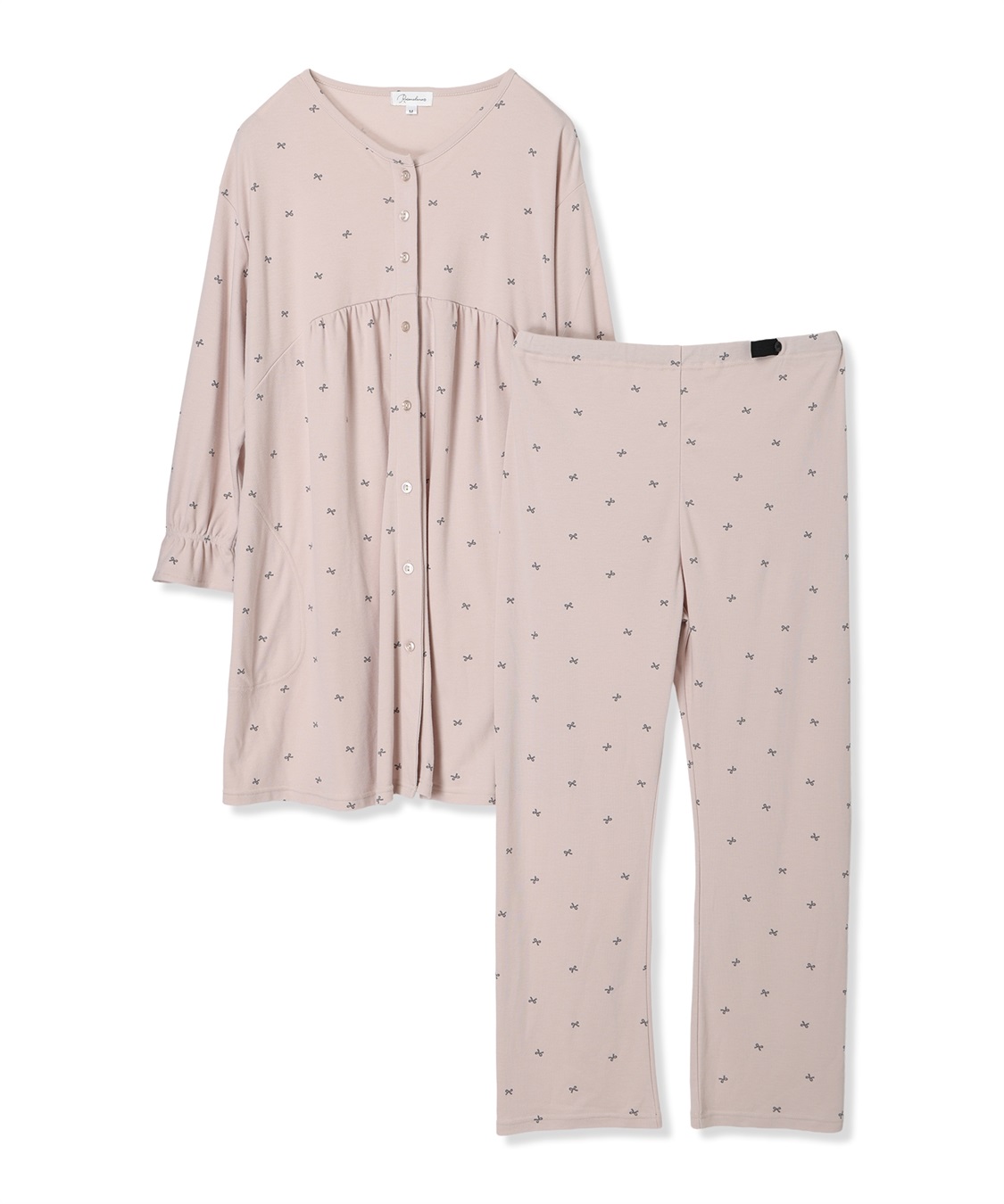 Rosemadame スムースリボンプリントパジャマ/ワンピースパジャマ/ルームウェア（マタニティ/授乳服）授乳楽々 妊婦服 産前・産後対応_variation_2