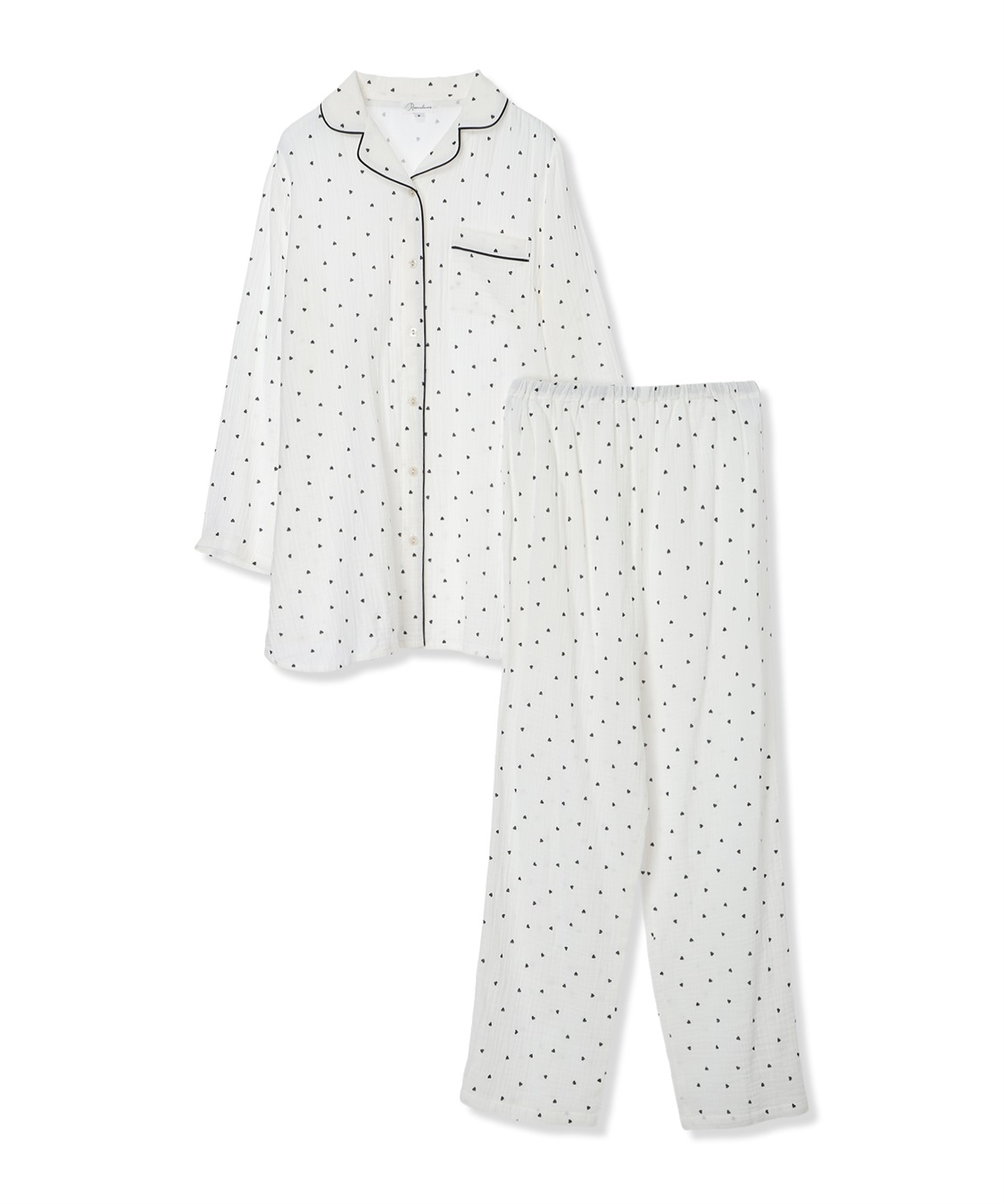 Rosemadame Ｗガーゼハート柄パジャマ（マタニティ/ 妊婦服）授乳楽々 妊婦服 産前・産後対応_variation_1