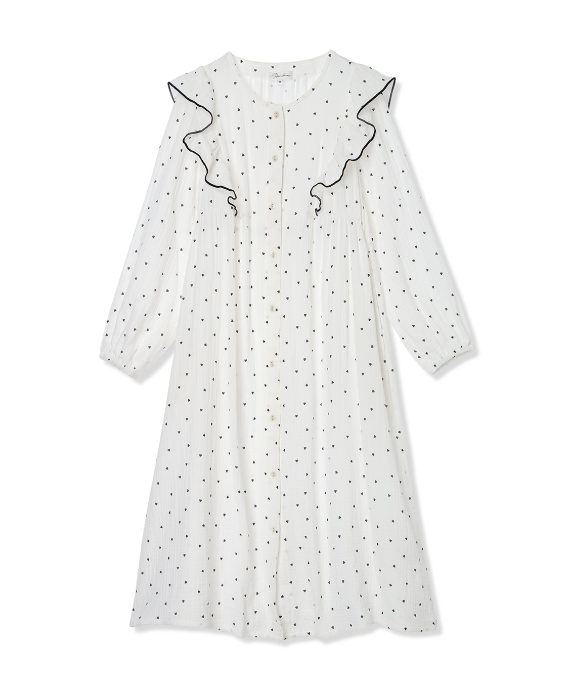 Rosemadame Ｗガーゼハート柄ネグリジェ/ワンピースパジャマ（マタニティ/ 妊婦服）授乳楽々 妊婦服 産前・産後対応_variation_1