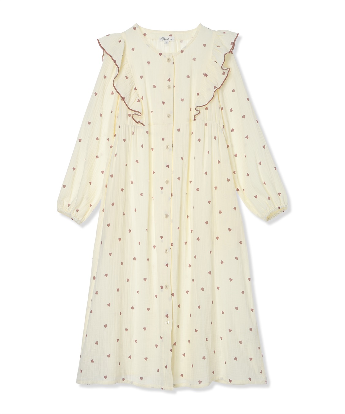 Rosemadame Ｗガーゼハート柄ネグリジェ/ワンピースパジャマ（マタニティ/ 妊婦服）授乳楽々 妊婦服 産前・産後対応_variation_2