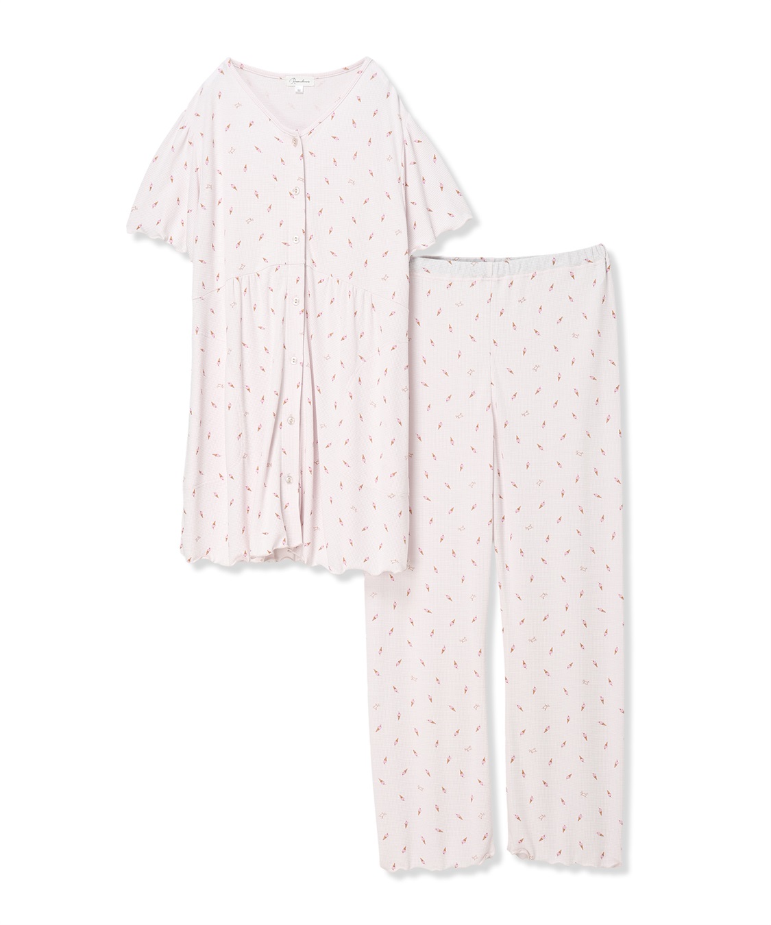 Rosemadame ワッフル風アイス柄パジャマ/マタニティパジャマ（マタニティ/授乳服）上下セット 授乳口付き 授乳楽々 妊婦服 産前・産後対応_variation_2