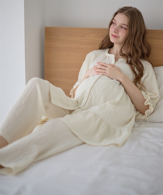 ふくれジャガード マタニティパジャマ （マタニティ/ 妊婦服）授乳楽々 妊婦服 産前・産後対応