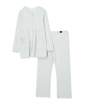 フライスパジャマ/ルームウェア（マタニティ/授乳服）授乳楽々 妊婦服 産前・産後対応(サックス-Ｍ)