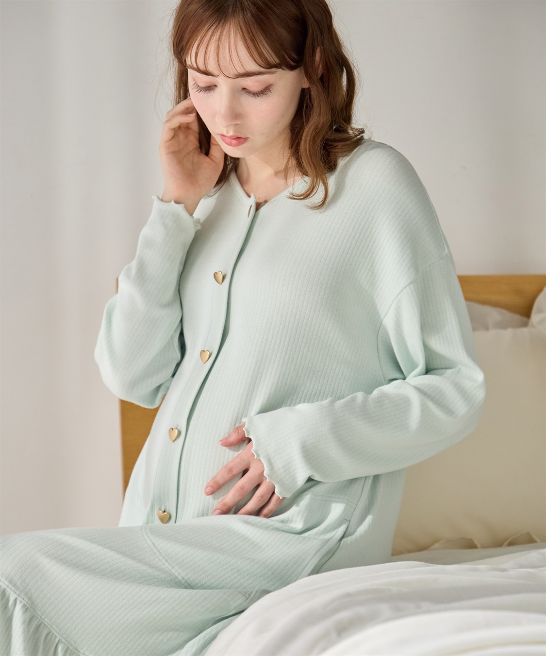 Rosemadame マタニティ ルームワンピース｜なめらか レーヨン混 リブ素材 授乳対応 ネグリジェ パジャマ 入院準備 産前産後対応_main