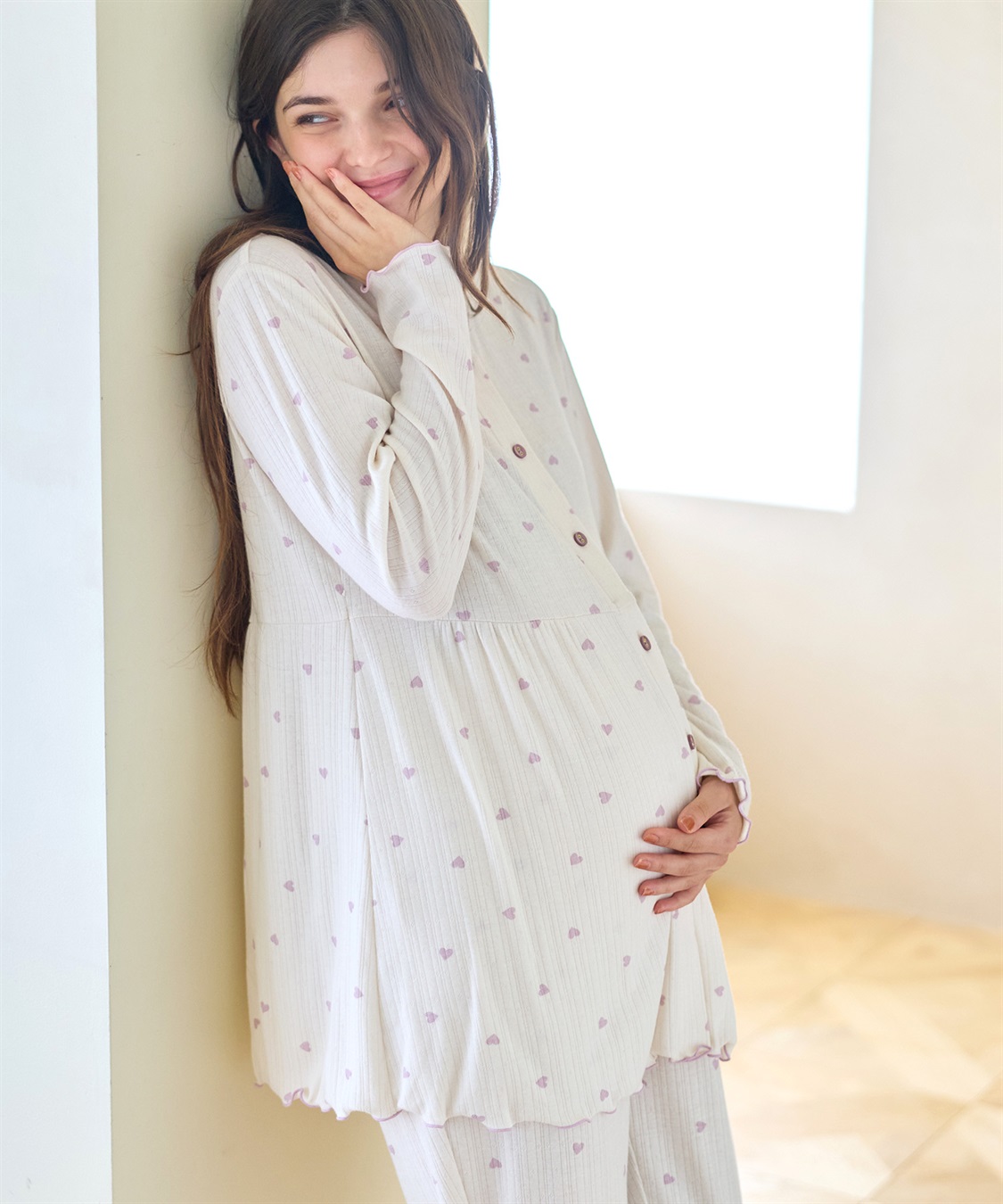 Rosemadame パターンメッシュ ハート柄 マタニティパジャマ　授乳対応 入院準備 産前産後対応_main