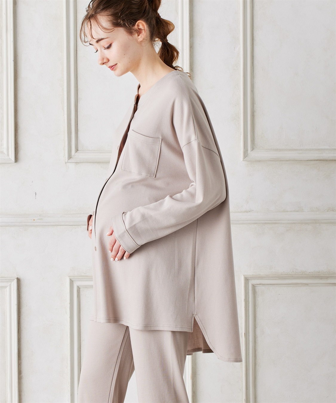 Rosemadame マタニティから産後まで ふわふわスムース無地パジャマ（マタニティ/授乳服）授乳楽々 妊婦服 産前・産後対応_variation_3