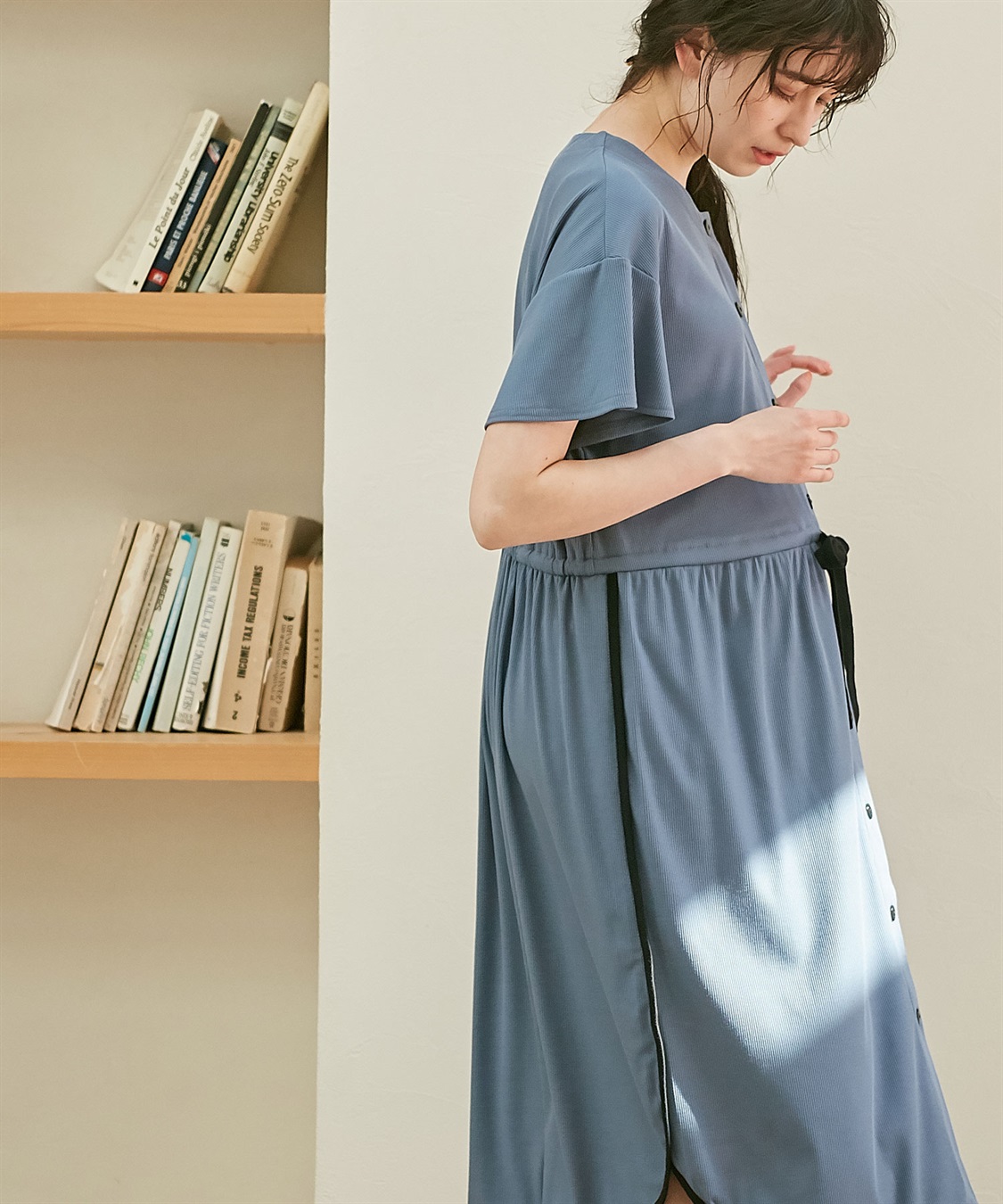 Rosemadame リブバイカラールーム半袖ワンピースパジャマ（マタニティ&amp;授乳服）_variation_2