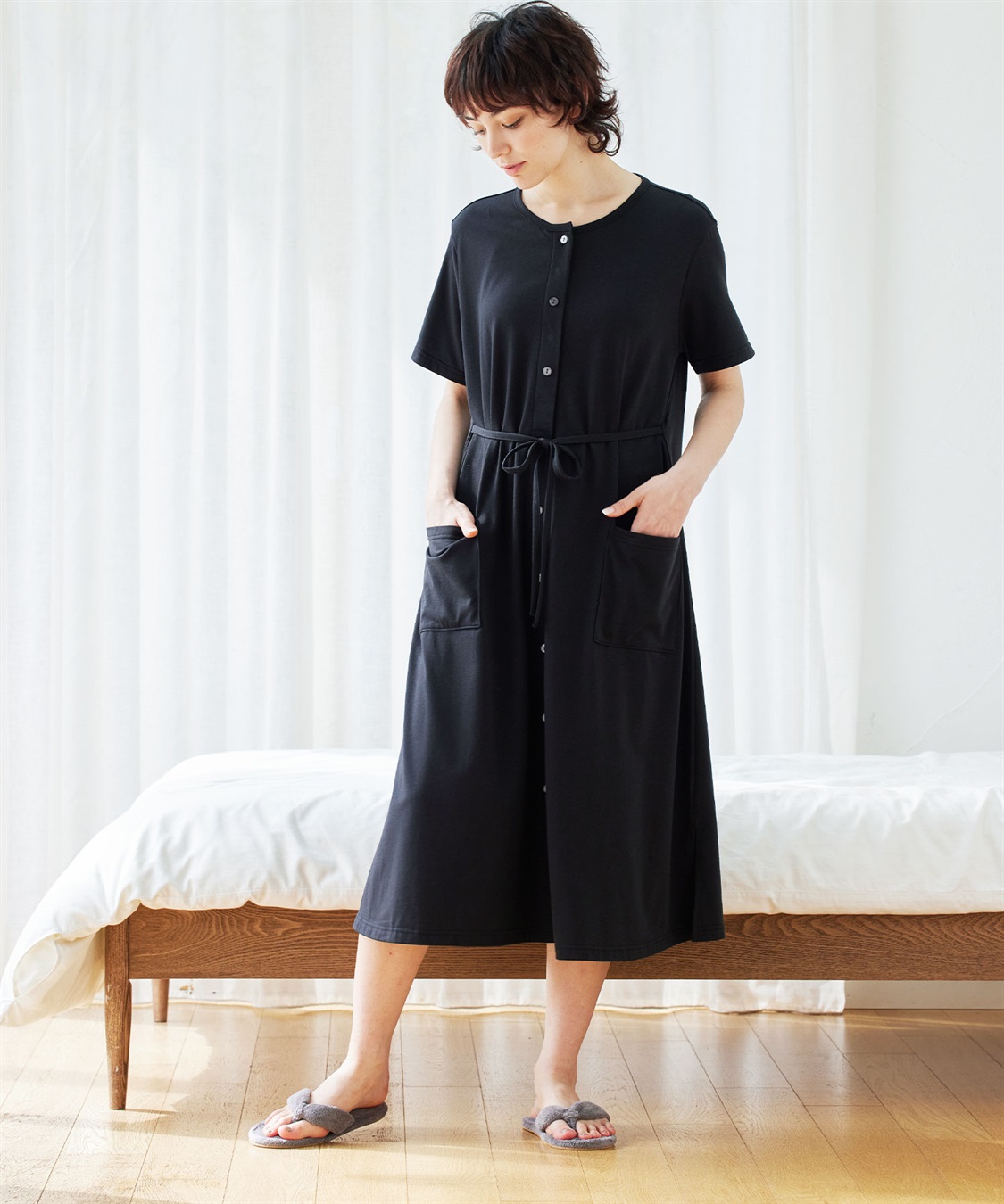 Rosemadame らくらく授乳コットン混半袖ベア天竺ルームワンピース（かけ違い防止スナップ・マタニティ&amp;授乳服）_variation_1