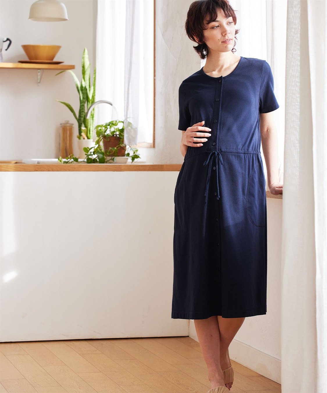 Rosemadame 天竺先染めボーダー&amp;無地 らくらく授乳半袖ネグリジェ （マタニティ~産後）_variation_2